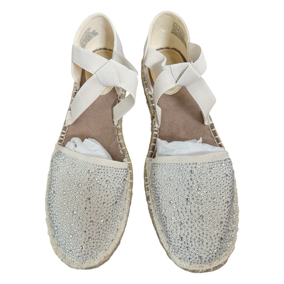 Kenneth Cole Reaction Luna Espadrille Flats 10 Ivory Crystal Summer Minimalist - Picture 1 of 5